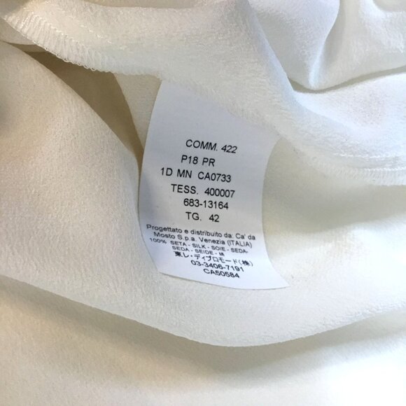 SEVENTY Women Ivory Silk Draped Blouse Sleeveless Layered Overlay Italian M - Picture 8 of 8